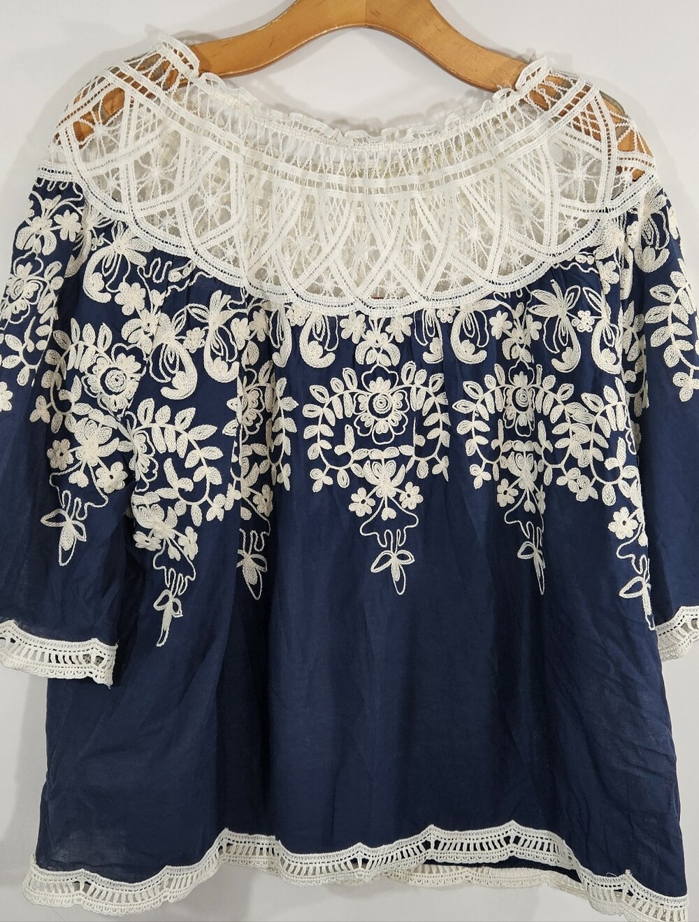 Sundance Embroidered Lace Peasant Top